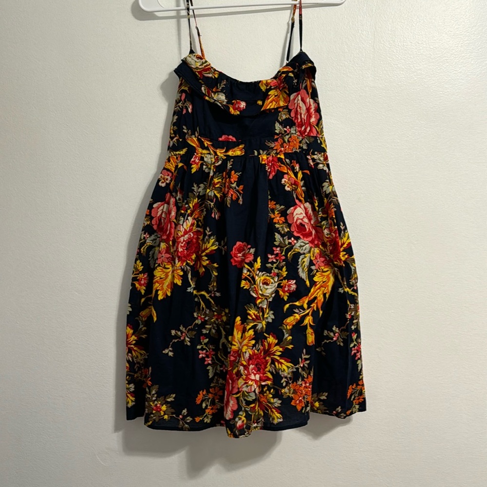 Dark blue with flowers used dress-size xxl